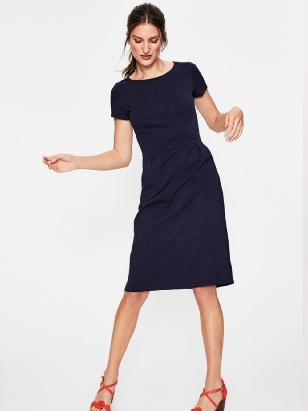 Boden Phoebe Cotton Navy Blue Short Sleeve Pocket Dress 6R